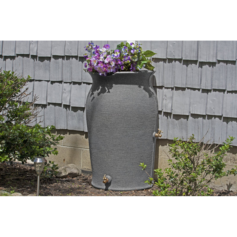 Dark Granite Plastic Rain Barrel with Dual Spigots