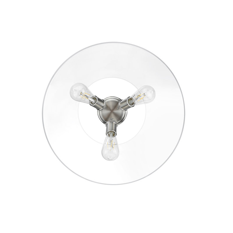 Plafonnier encastré 3 lumières Weatherford, Étain, Verre transparent