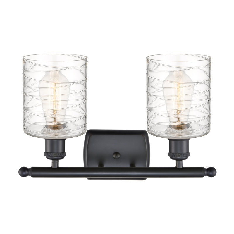 Éclairage pour salle de bain à intensité variable 2 lumières Leilani, Noir mat, Transparent