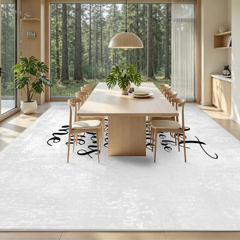 Tapis noir noir lavable à la machine, Rectangle 79" x 118"