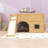 Low Loft Bed With Storage Shelves And Slide-668820491