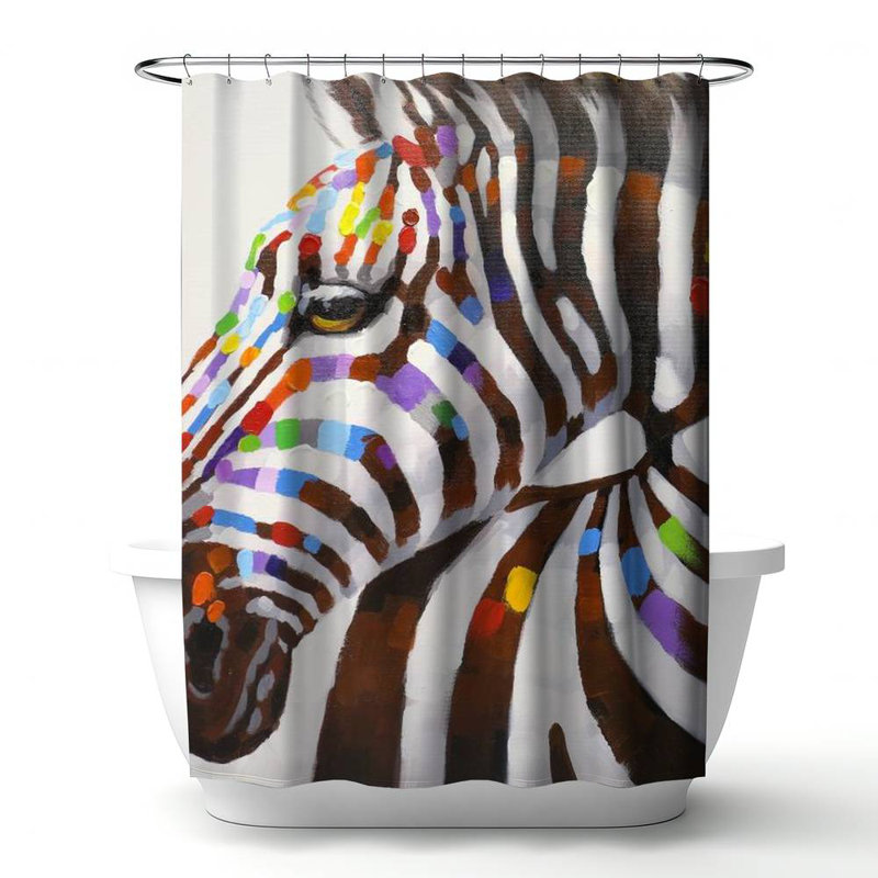 Shower Curtain AN55 – Polyester Shower Curtain, Dye Sublimation Print, 71" W × 74" L