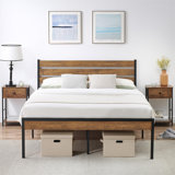 Bed Frame With Wood Headboard, Strong Wood Slats Support