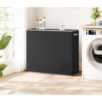 Panier à linge 180L à 3 sections, très grand panier à linge avec couvercle, panier à linge sale avec poignée robuste, grand panier à linge pour la salle de lavage, chambre à coucher, paniers à linge