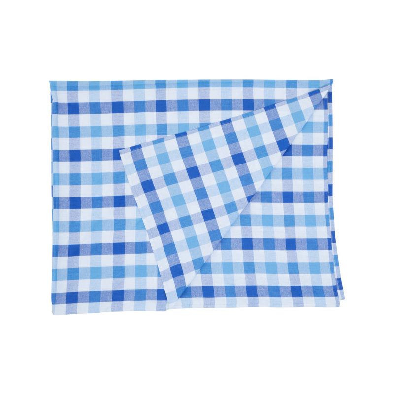 --- Rectangular Tartan Tablecloth, Blue
