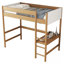 Lit mezzanine simple avec bureau, structure rembourrée, échelle, barrières de sécurité, tête et pied de lit en tissu molletonné Teddy