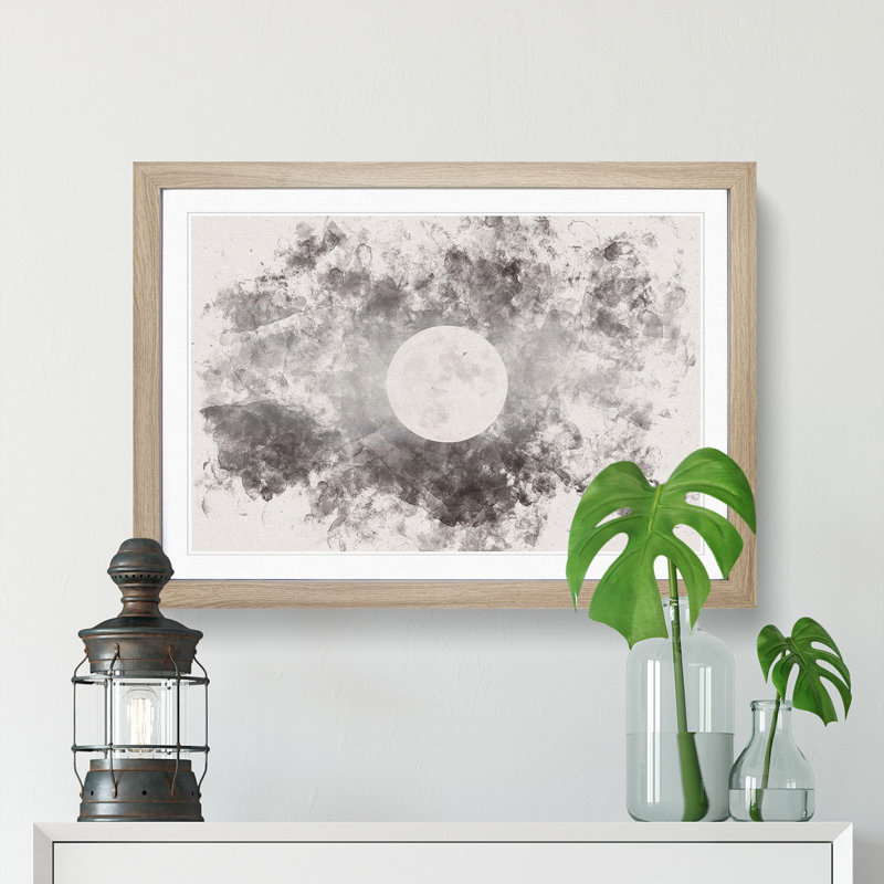 Full Moon at Dusk - Picture Frame Painting Print, 36cm H x 48cm W x 2cm D, Oak Framed
