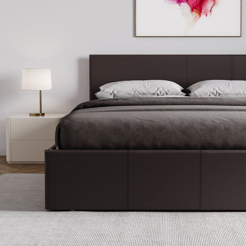 Wilna Upholstered Ottoman Bed, UKFR Certified, Kingsize (5'), Brown