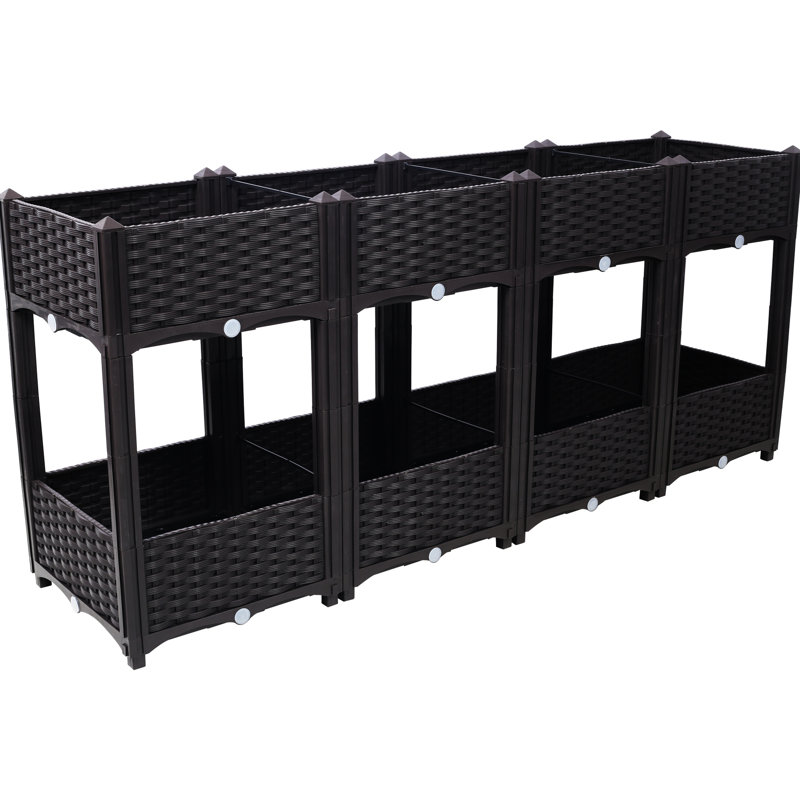 27.7" High Polypropylene Raised Planter: 63"X15.7" With Drainage For Outdoor Herb, Flower, And Vegetable Beds, Brown Garden Bed Outdoors: 63" Length, 15.7" Width, Height, Flower & Herb Gardens,