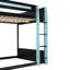Lit superposé robuste à jeu complet avec bureau RVB surdimensionné fixé sur le côté, ports de charge USB et œillet à câble, bande lumineuse à DEL-82891891