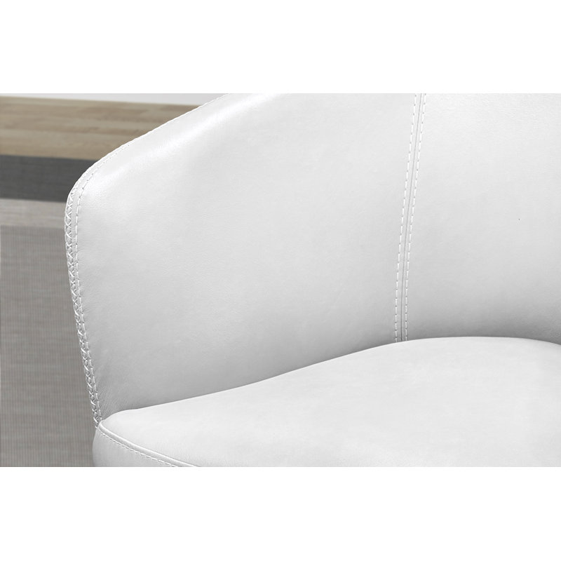 Brooksley Top Grain Genuine Italian Leather Swivel Barrel Chair (Set of 2), Snow