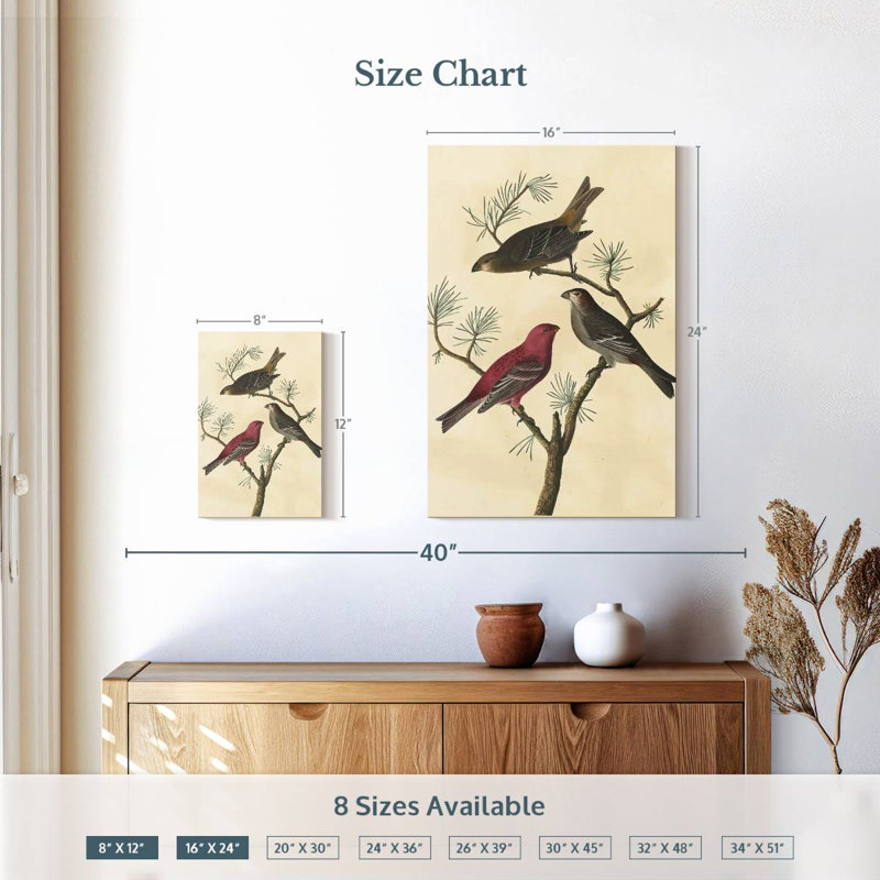 Brampt Pine Grosbeak, 12" H x 8" W