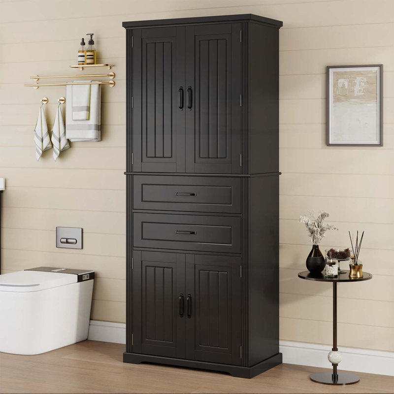 Armoire de rangement multifonctionnelle avec 2 tiroirs et tablette réglable pour divers espaces domestiques, Noir