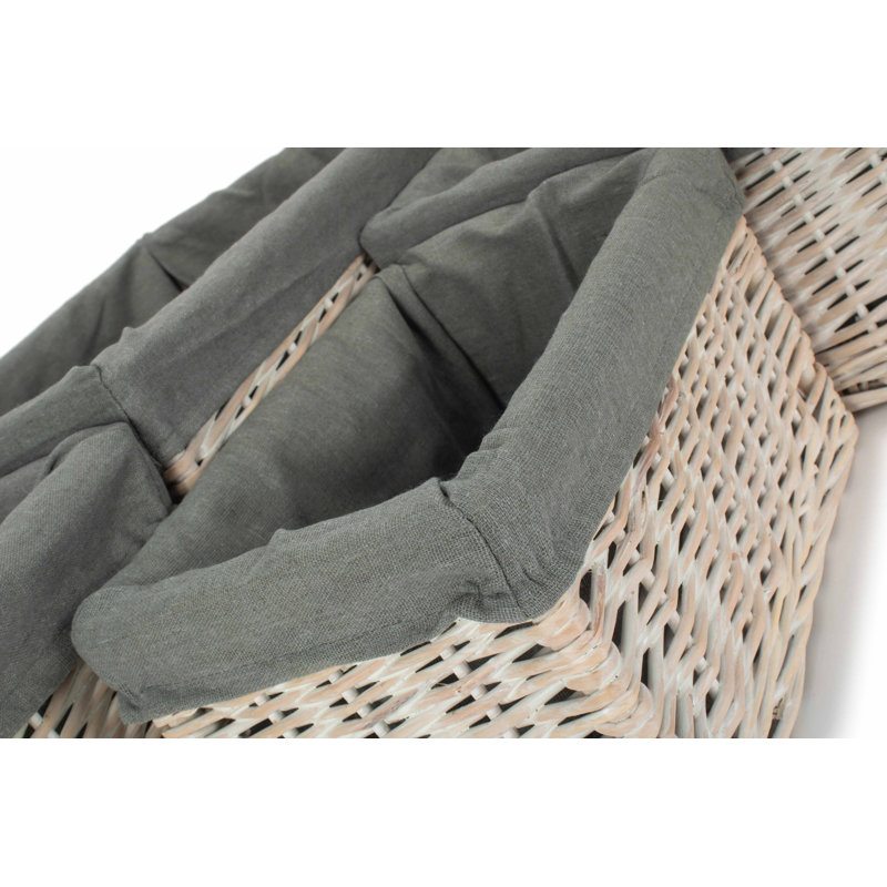 Fleur De Lis Living 4 Piece Wicker Storage Basket Set with Lining, White Wash/Grey