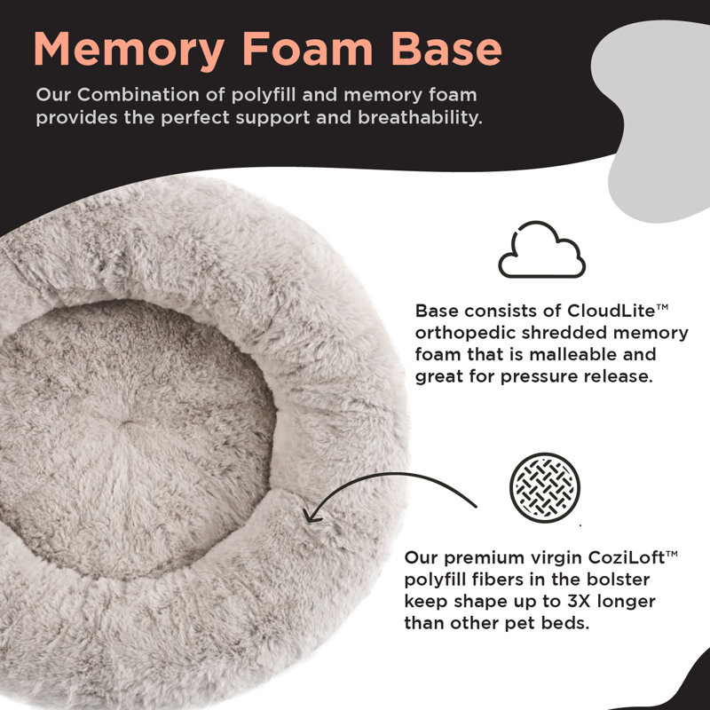 Small Orthopedic Brown Faux Fur Round Dog Bed