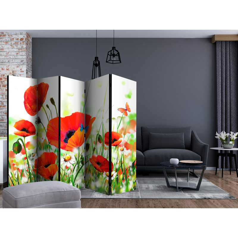 225cm W x 172cm H 5 - Panel Wood Folding Room Divider