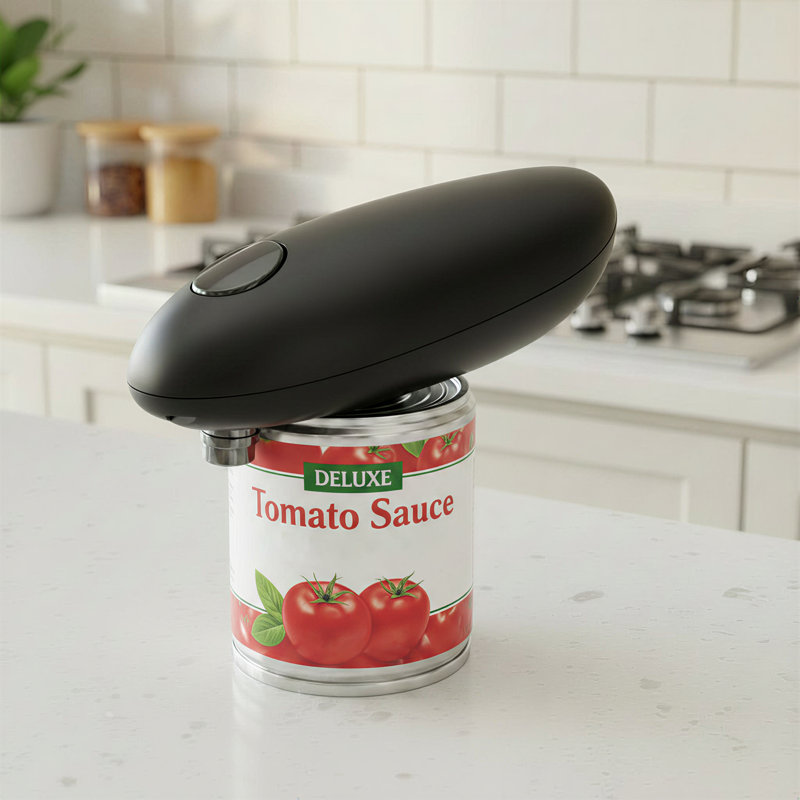 Hands-Free Automatic Electric Can Opener, Battery Powered with Smooth Edge Cutting for Effortless Operation