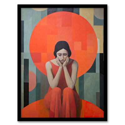 Women's Troubles Orange Moon Portrait - Single Picture Frame Print