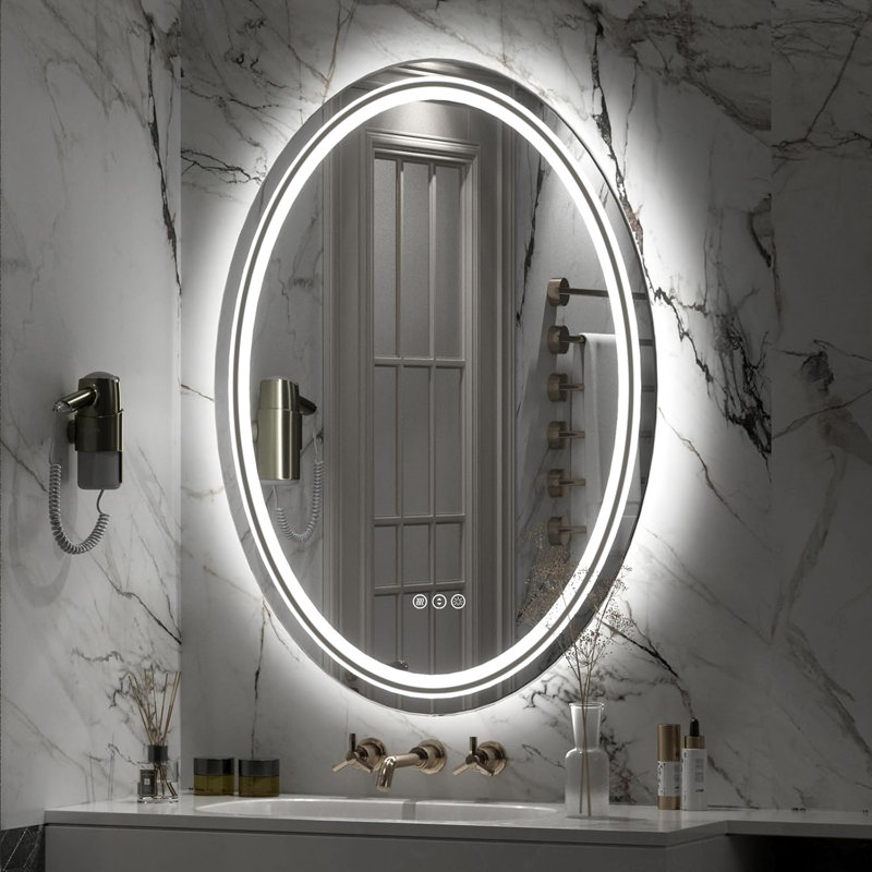 Francesa Oval Wall Mirror, 28" H x 20" W x 2" D