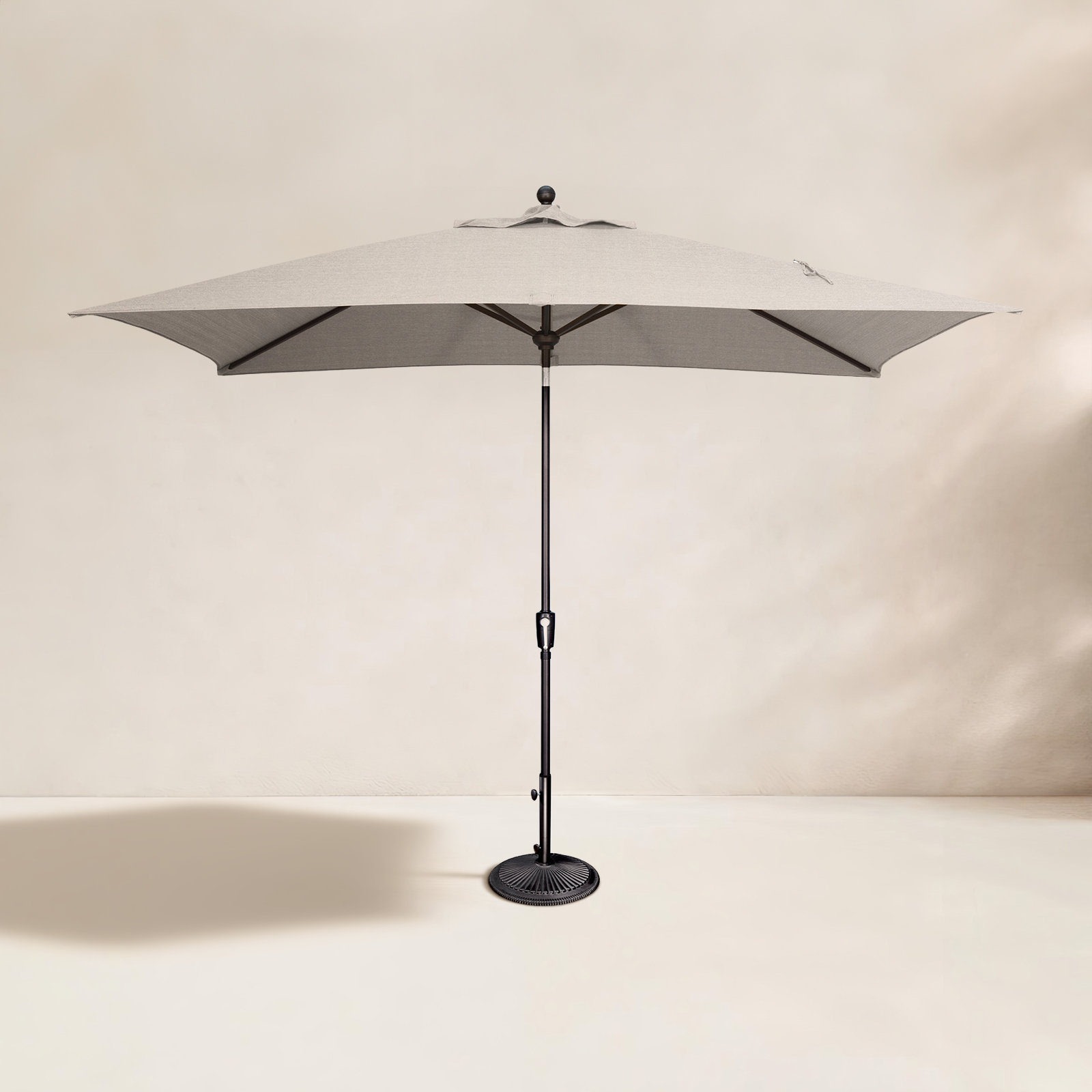 Launceston 6.5' Umbrella, Antique Beige Sunbrella® Canvas, Black