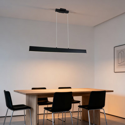 46.5" Black Island Linear Pendant Light Integrated Led Modern Led Linear Chandelier For Kitchen Island
