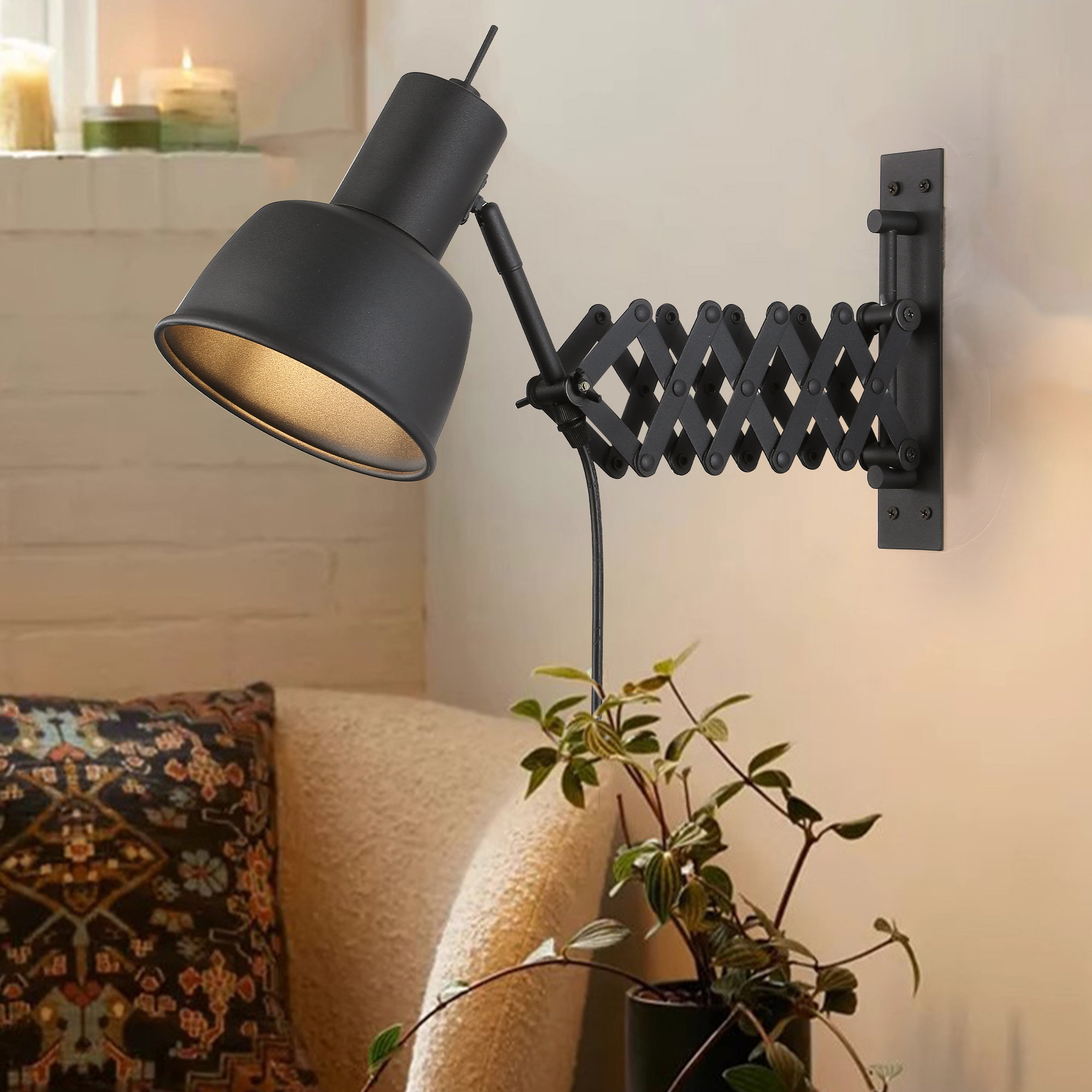 17 Stories Tingrui Modern Industrial Black Plug in Wall