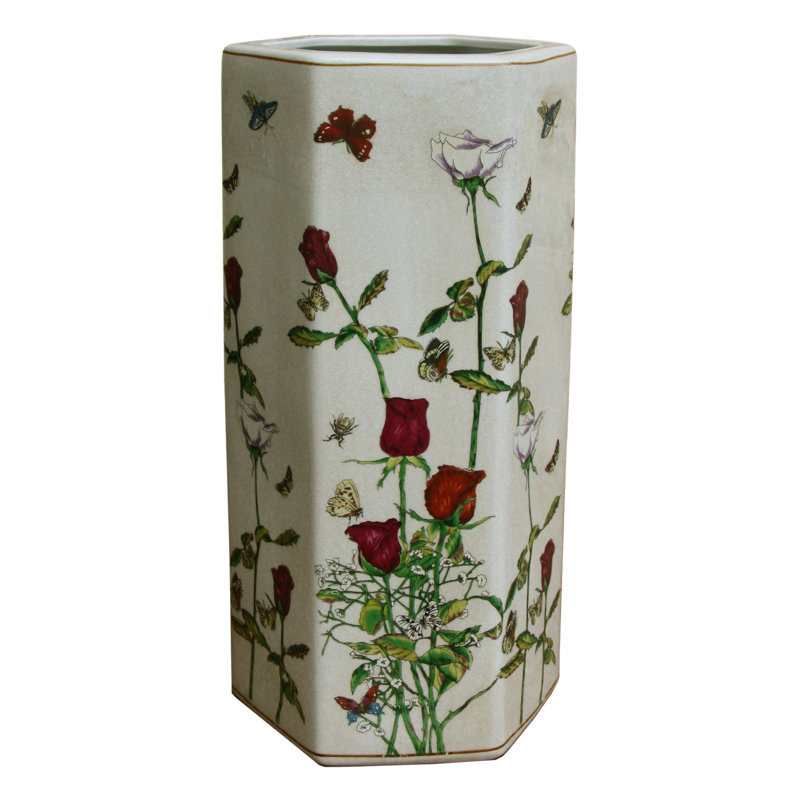 Hexagonal Roses and Butterflies Umbrella Stand