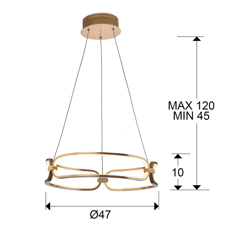Mercedes 3 - Light LED Geometric Pendant, Aluminium/Golden