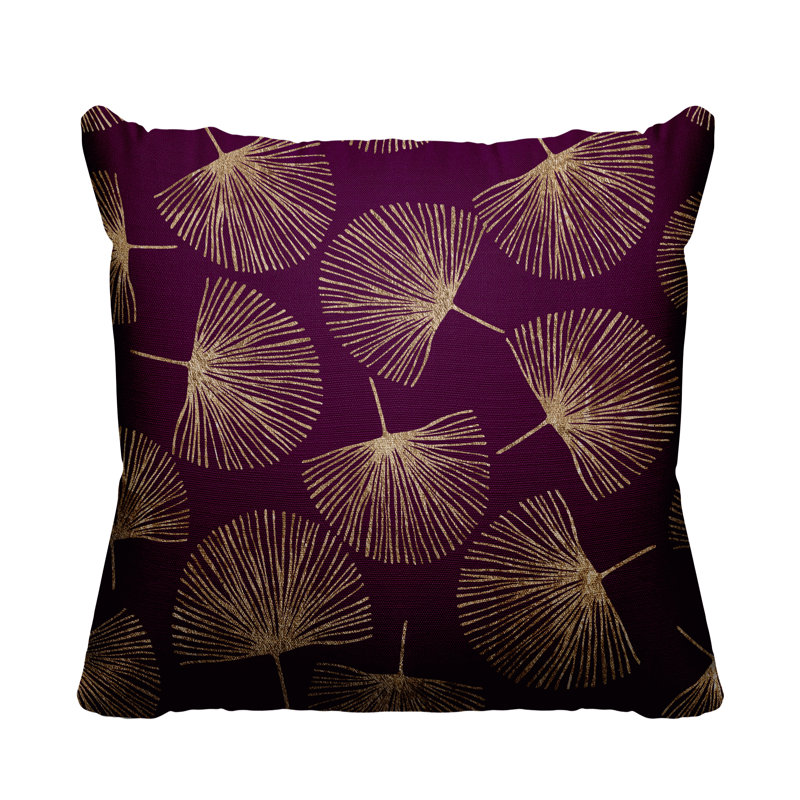 Coussin intérieur / extérieur Joba Dandilion, L 19 po x H 19 po, Mauve / doré