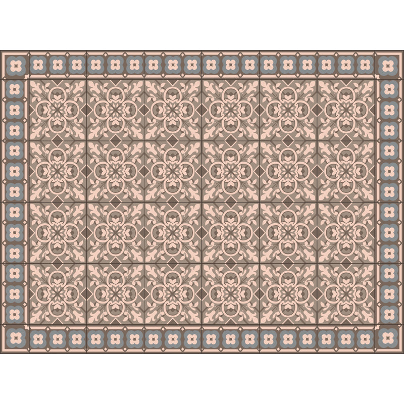Emmerly Vinyl Machine Printed Area Rug, Rectangle 3'3.4" x 4'4.4"