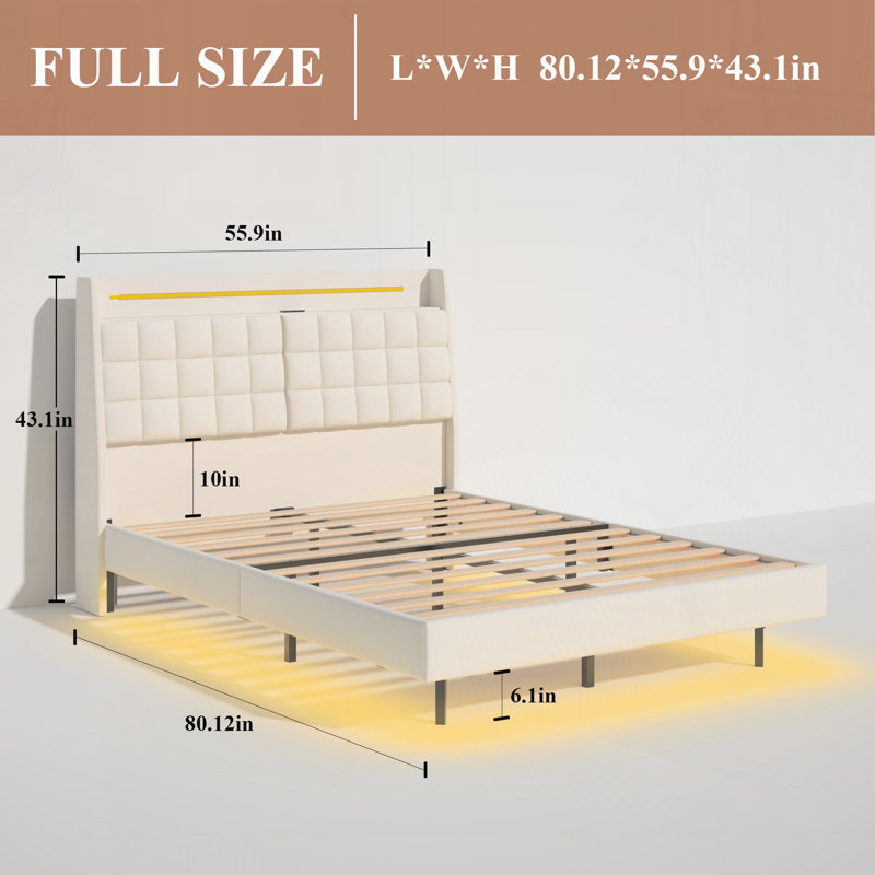 Lit plateforme double tapissier, Double