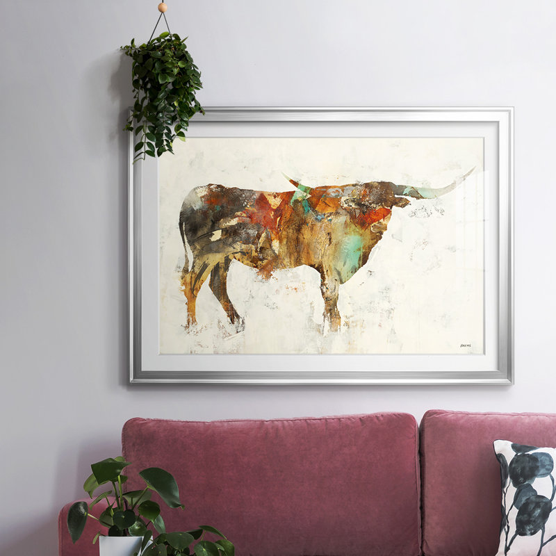 " Long Horn ", Silver, 30" H x 44" W x 1.5" D