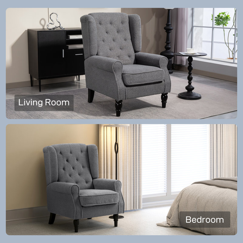 Upholstered Armchair, Foam, Charcoal Grey Polyester