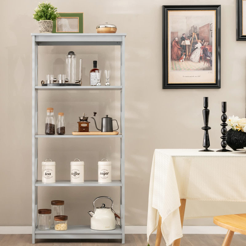 Aleesia 393.7cm H x 177.8cm W Etagere Bookcase, Oak