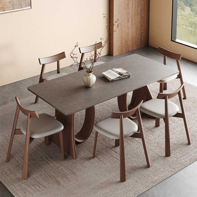 Modern Rectangular Rock Slab Dining Table Sets