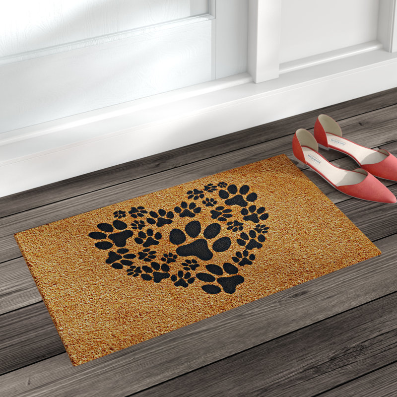 Tapis d'extérieur antidérapant Dorgan Heart Paws, 1 pi 5 po x 2 pi 5 po