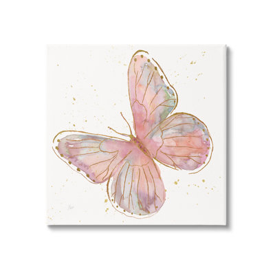 Au-567-Toile, ailes de papillon roses, détail glam sur toile par Nan, impression