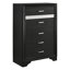 Ensemble de chambre à coucher Isadora noir Queen 3 pièces avec lit à panneaux, commode et commode haute