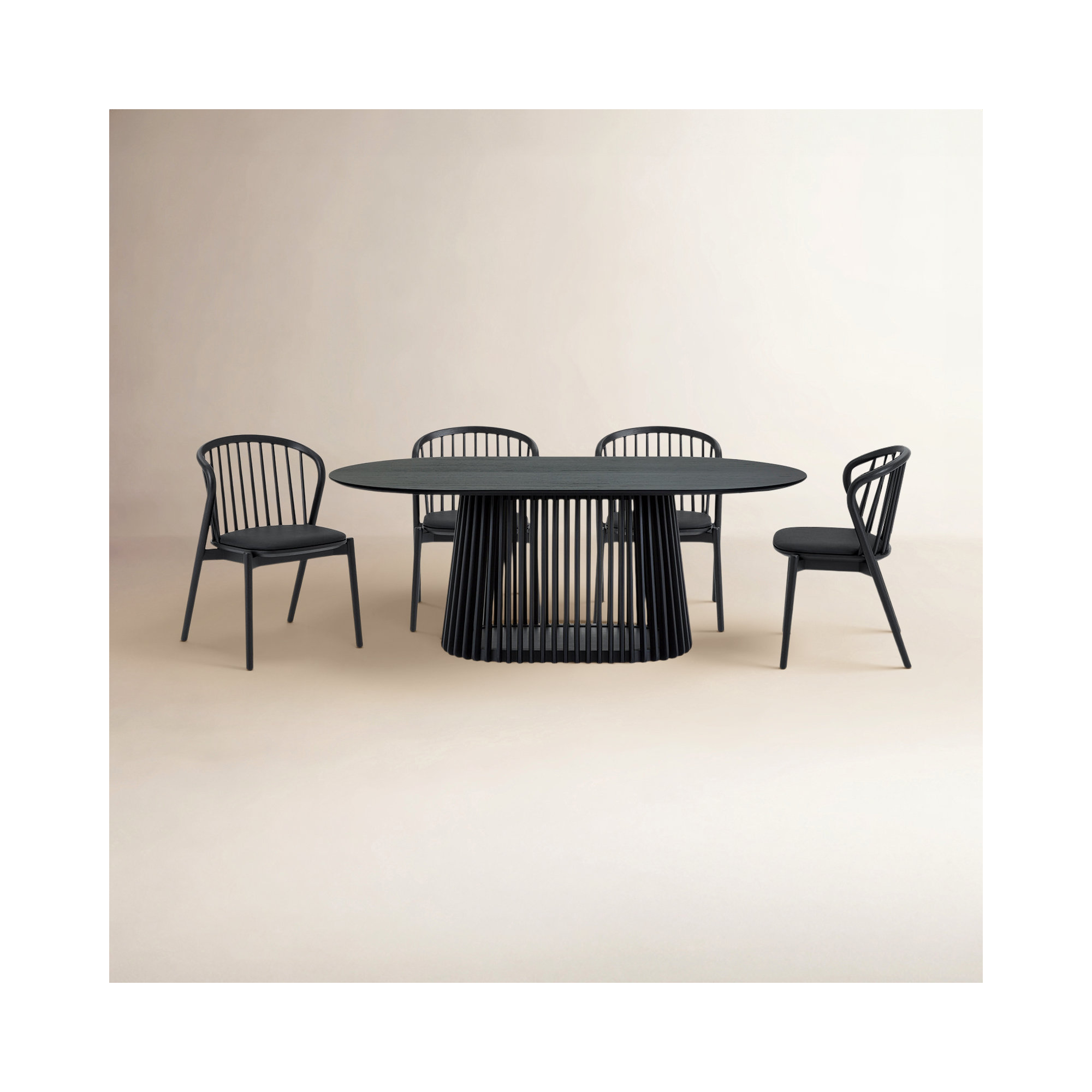 6 - Piece Extendable Dining Set, Black, Black
