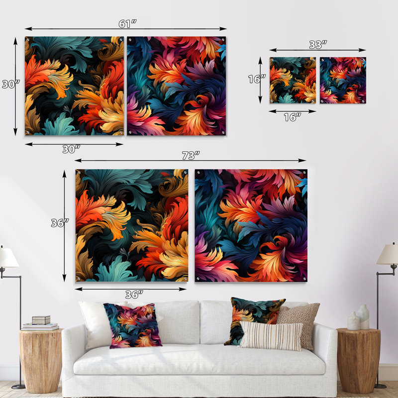 Loire - Ensemble de 2 peintures murales abstraites en acrylique, H 36 po x l 73 po