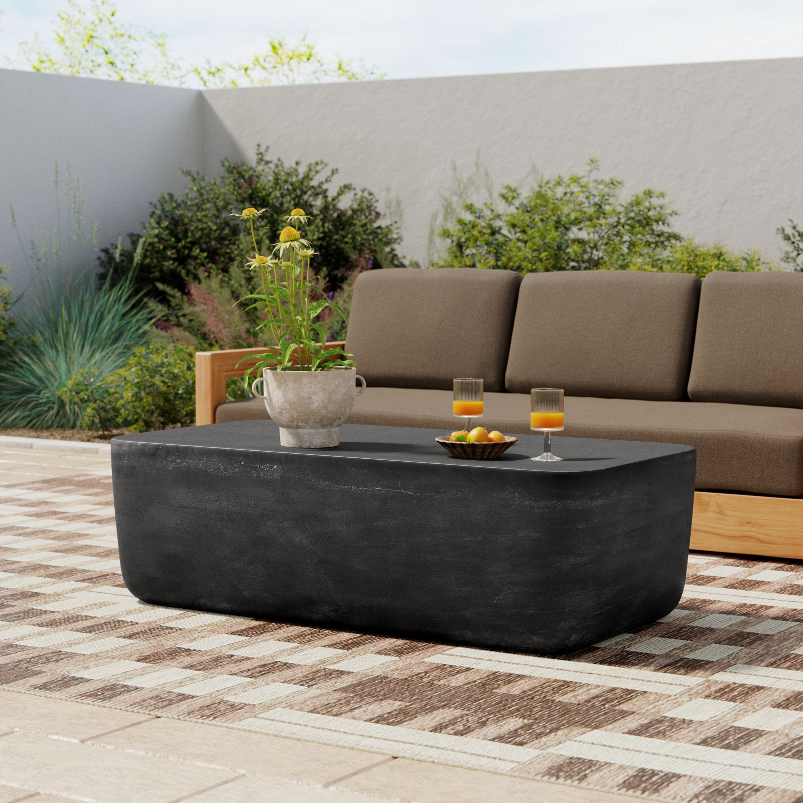 Eponine 50'' Aluminum Outdoor Coffee Table, Aged Gray