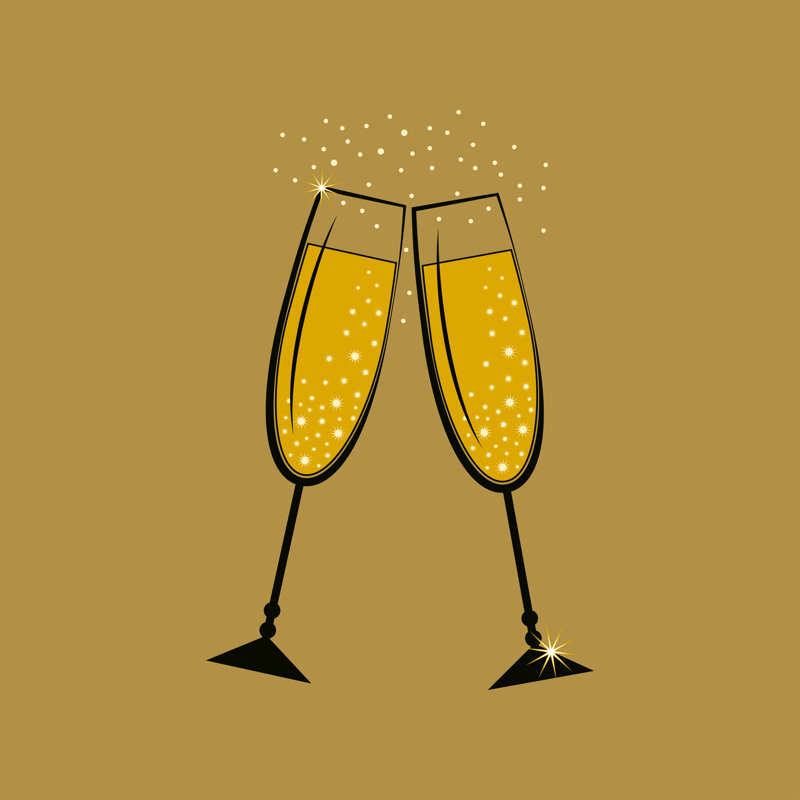 Champagne Glasses - Wrapped Canvas Print, 30cm H x 30cm W x 3.8cm D