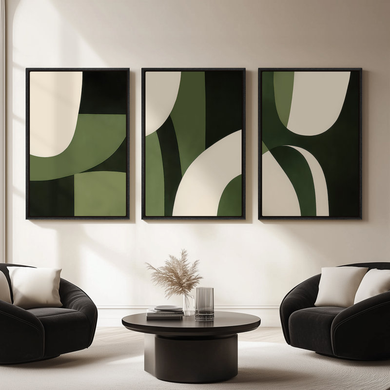 Framed Canvas wall Art, Vintage Abstract Wall pirnts for Bedroom, 36" H x 24" W, Black