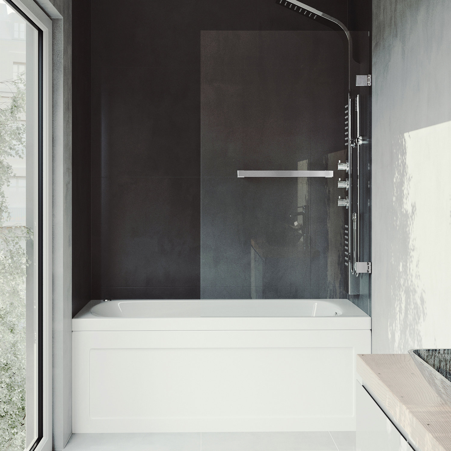 Rialto Frameless Hinged Tub Door, Chrome Clear