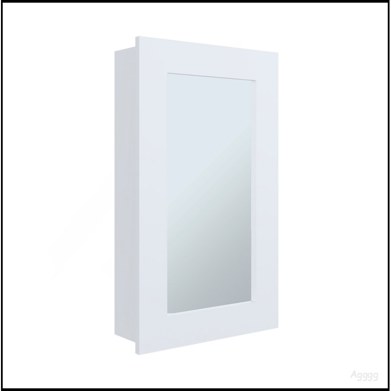 Medicine Cabinet 25.7" H, 1 Door, 3 Shelves, 1 Mirror, White, White
