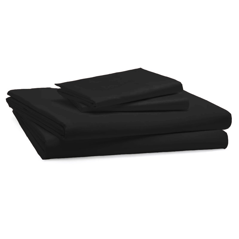 Bukurie Cotton Blend Percale Fitted Sheet, Single (3'), Black