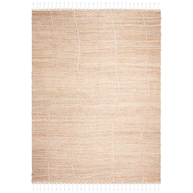 Digiacomo Natural Fiber Hand Woven Jute Solid Color Rug, Rectangle 5' x 8'