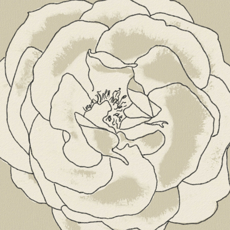 Beige en fleurs II, H 12 po x l 12 po x P 1,25 po