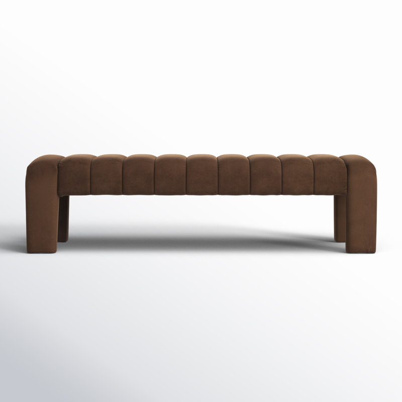 Bellisima Upholstered Bench, Dark Brown Velvet
