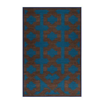 Tapis bleu en treillis lavable à la machine